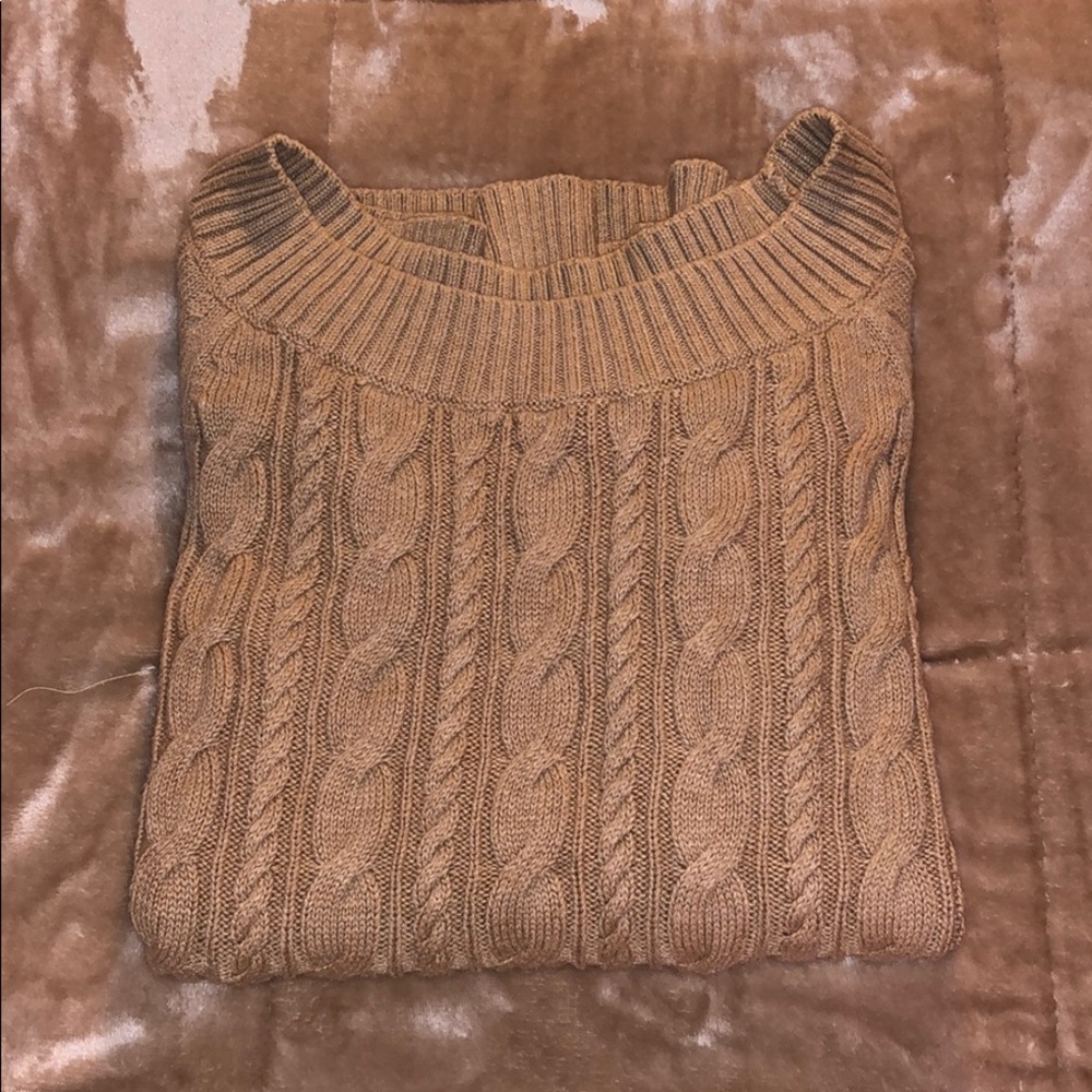 Tan cable knit sweater